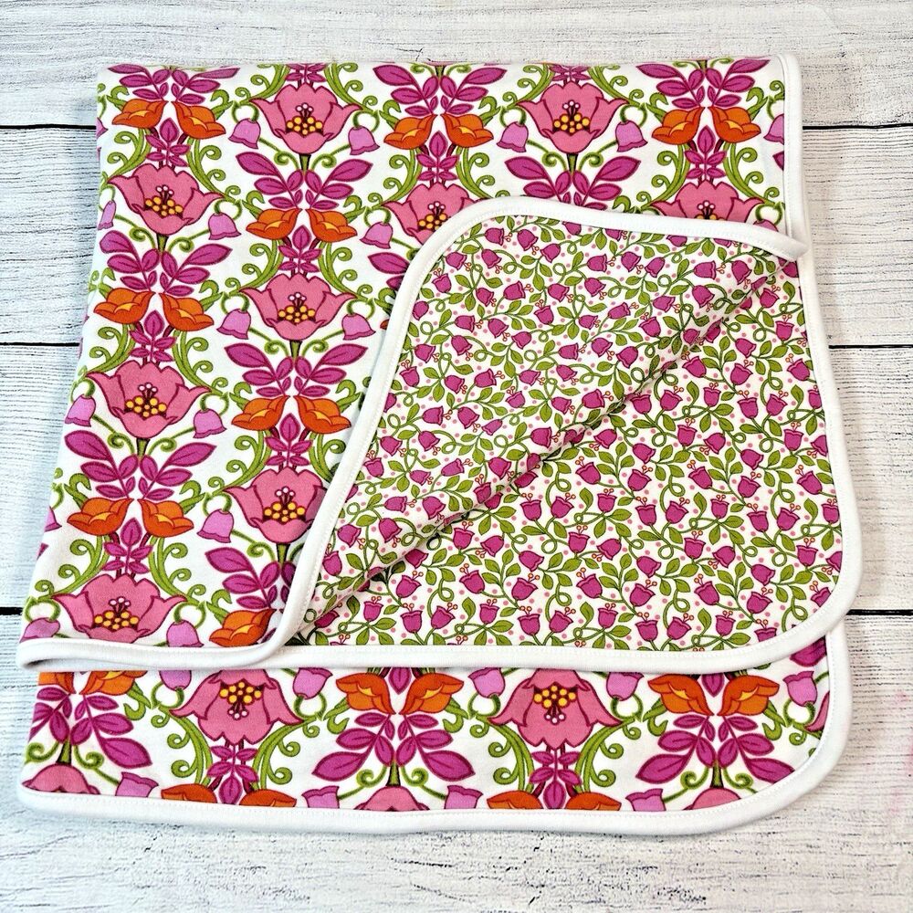 Vera Bradley Baby Blanket Lilli Bell Floral Receiving Security Lovey Pink Green